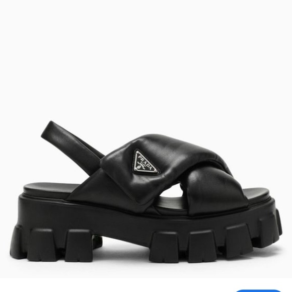 Prada Chunky Black Sandals Monolith Authentic - Picture 1 of 12